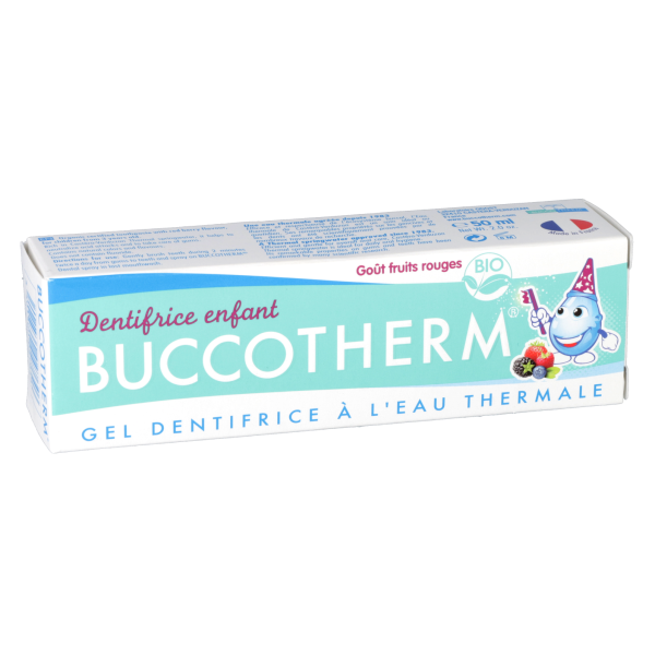 Gel Dentifrice Enfant à l'eau thermale Goût fruits rouges Bio Buccotherm - 50 mL