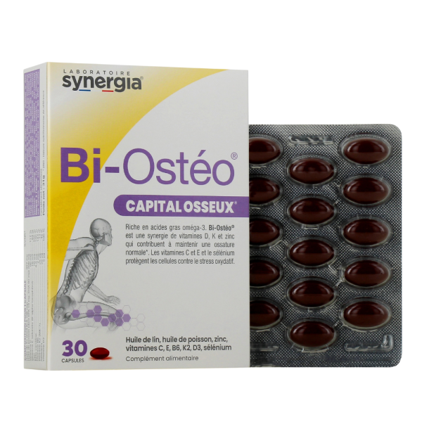 Bi-Ostéo ossature normale oméga 3 et vitamines Synergia - 30 Capsules