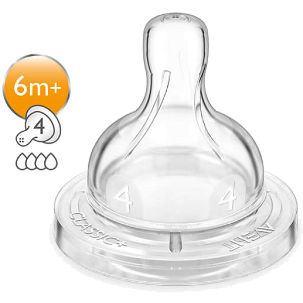Tétine Classic+ 6m+ débit rapide Philips Avent - 2 pièces