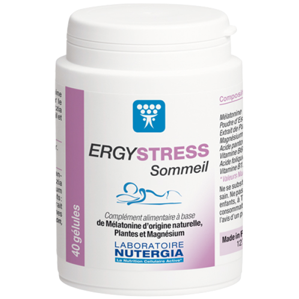 Ergystress Sommeil Complément alimentaire naturelle Mélatonine Nutergia - Pot de 40 Gélules