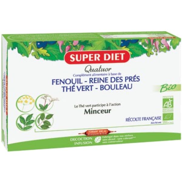 Quatuor Minceur fenouil thé reine des prés bouleau Super Diet - 20 Ampoules