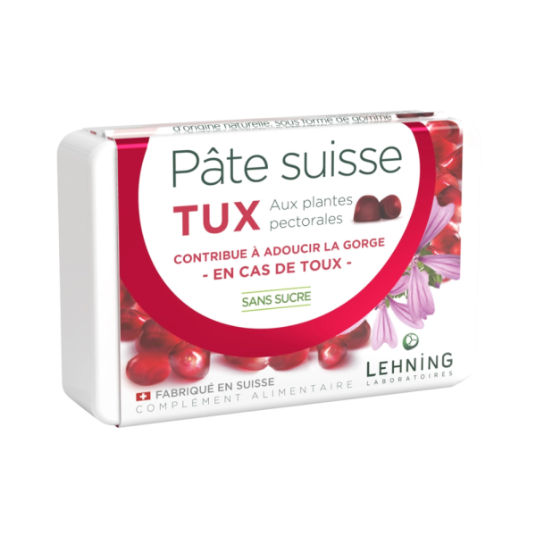 Pâte Suisse TUX aux Plantes Pectorales Lehning – Soulage la gorge et facilite la respiration