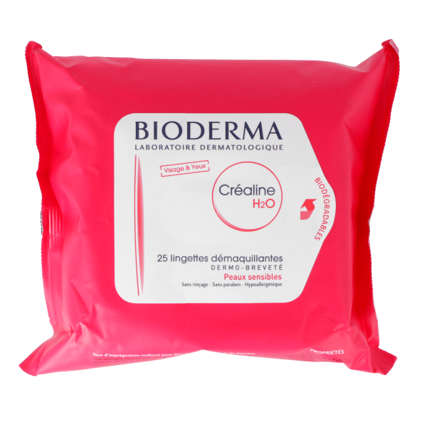 Créaline H2O lingettes démaquillantes Peaux sensibles Bioderma - 25 lingettes