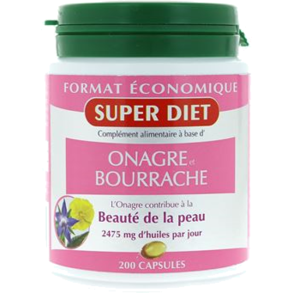 Onagre Bourrache beauté de la peau Super Diet - 200 Capsules
