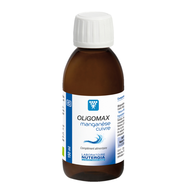 Oligomax Manganèse Cuivre Oligoéléments Marins enrichis Nutergia - Flacon de 150 mL