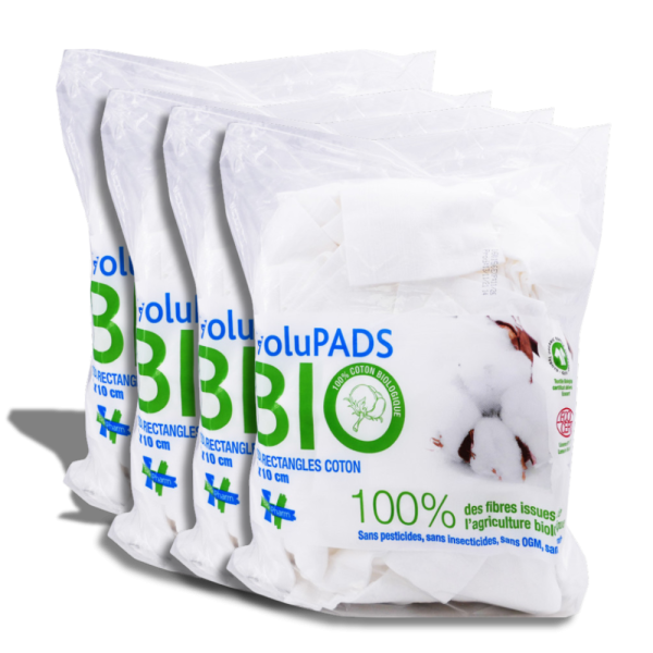 Coton rectangle Bio Evolupads Evolupharm 8x10 cm Sachet de 180