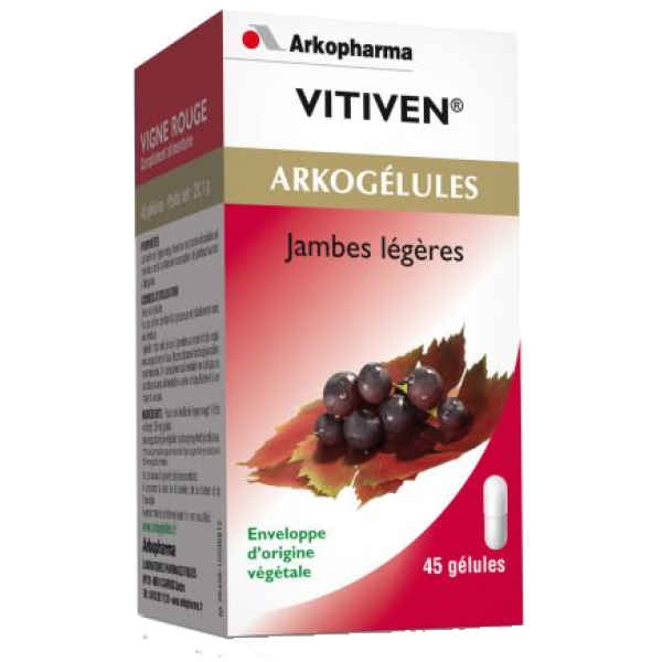 Arkogélules vigne rouge jambes légères Arkopharma - 45 gélules