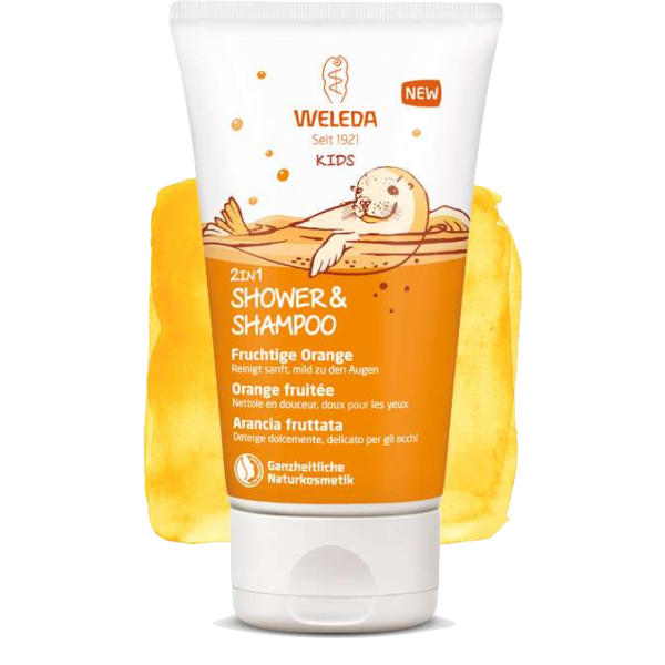 2en1 Douche & Sampooing à l'Orange fruitée Weleda Enfants - Tube de 150ml