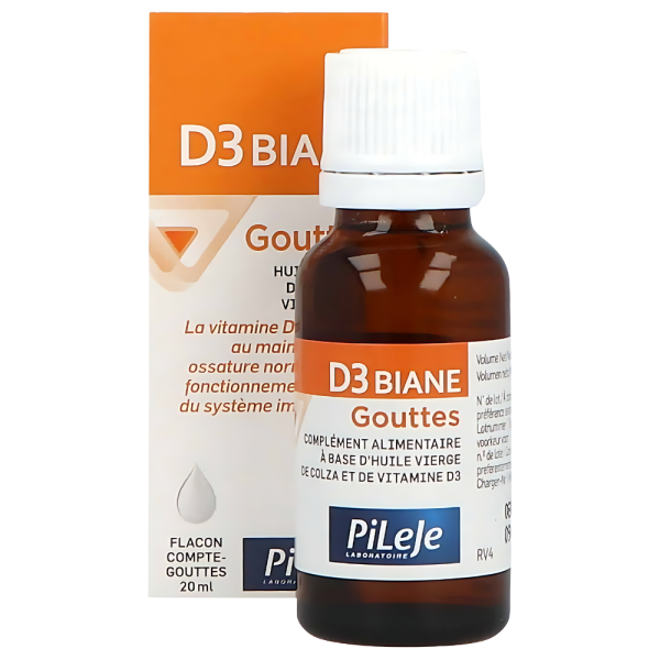 Complément Alimentaire D3 Biane Gouttes Pileje - Flacon Compte Goutte de 20ml