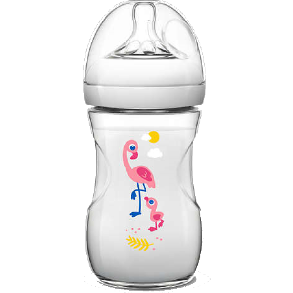 Biberon Natural 1m+ à débit lent flamand rose Philips Avent - 260 mL