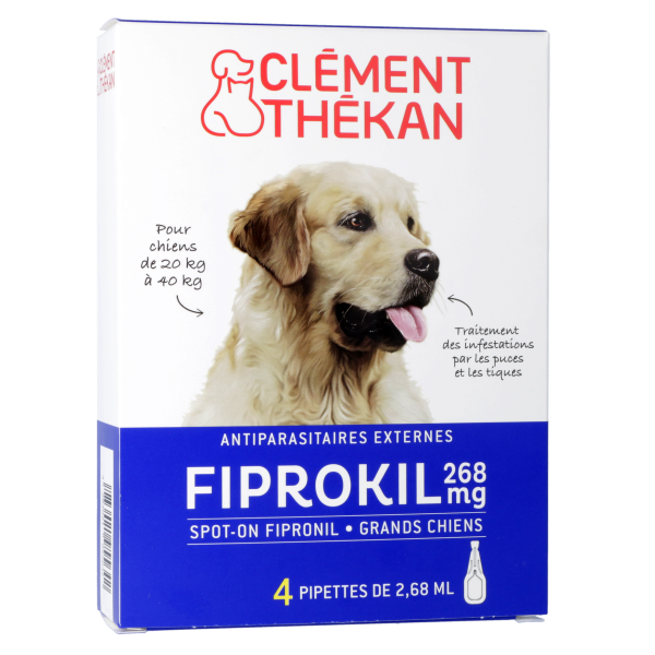 Fiprokil Antiparasitaires pour Chiens de 20 à 40 kg Clément Thékan - 4 pipettes