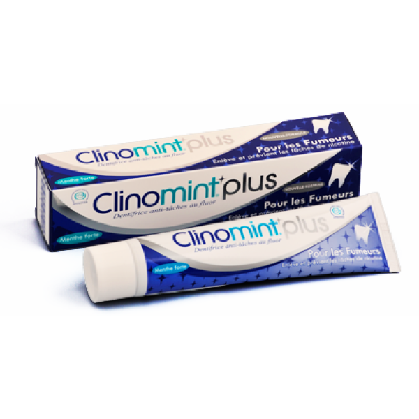 Dentifrice pour les fumeurs enlève et prévient les tâches de nicotine Menthe forte Clinomint Plus - 