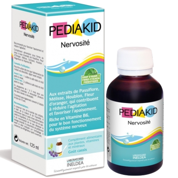 Pediakid Nervosité Sirop aux plantes naturelles et vitamines Goût Cassis sans gluten Ineldea - 125 m
