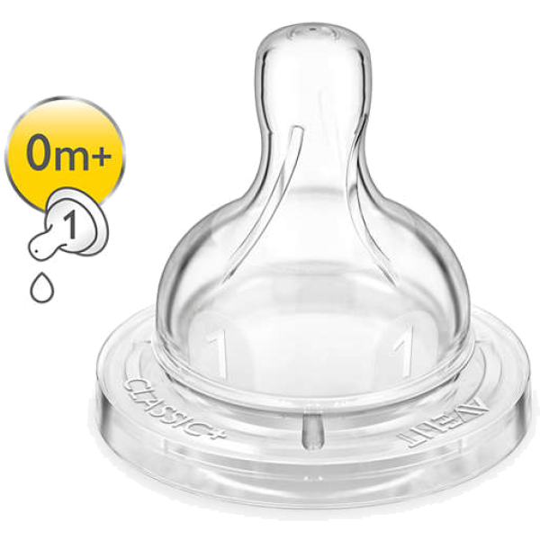 Tétine Classic+ 0m+ débit nouveau né Philips Avent - 2 pièces