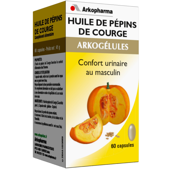Arkogélules huile de pépins de courge confort urinaire au masculin Arkopharma