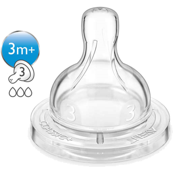 Tétine Classic+ 3m+ débit moyen Philips Avent - 2 pièces